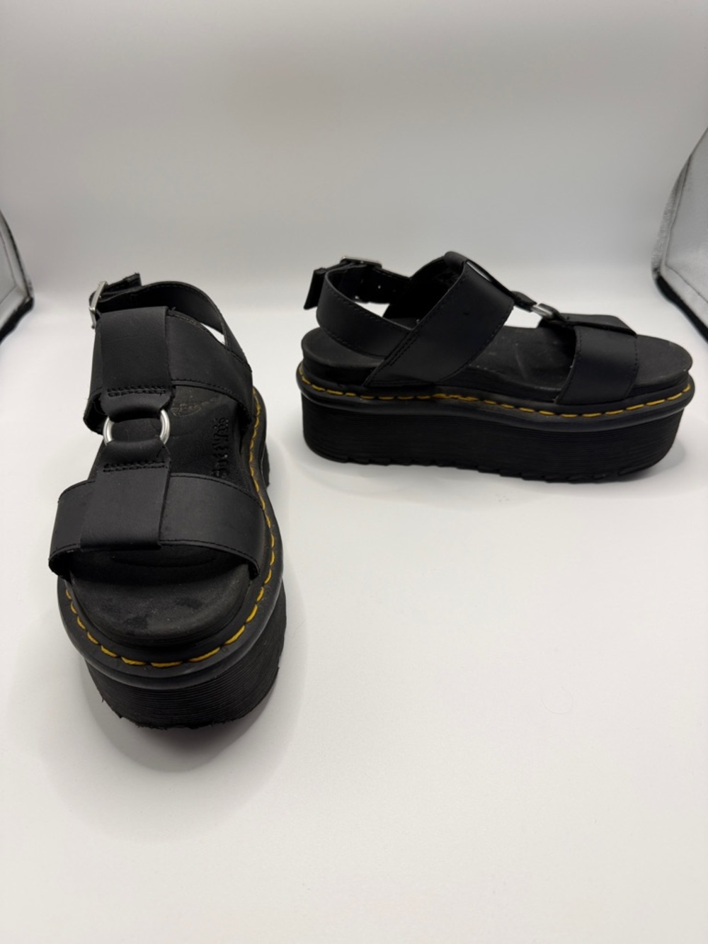 Dr. Martens DM Francis Black Platform Strap Sandals Shoes